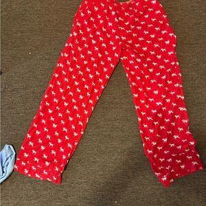 PINK Victoria's Secret Red Pajama Pants with White Patterns